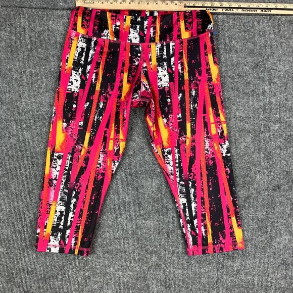 Reebok Capri Leggings Womens Size M Multicolor Abstract Print Stretch Activewear - Picture 1 of 10